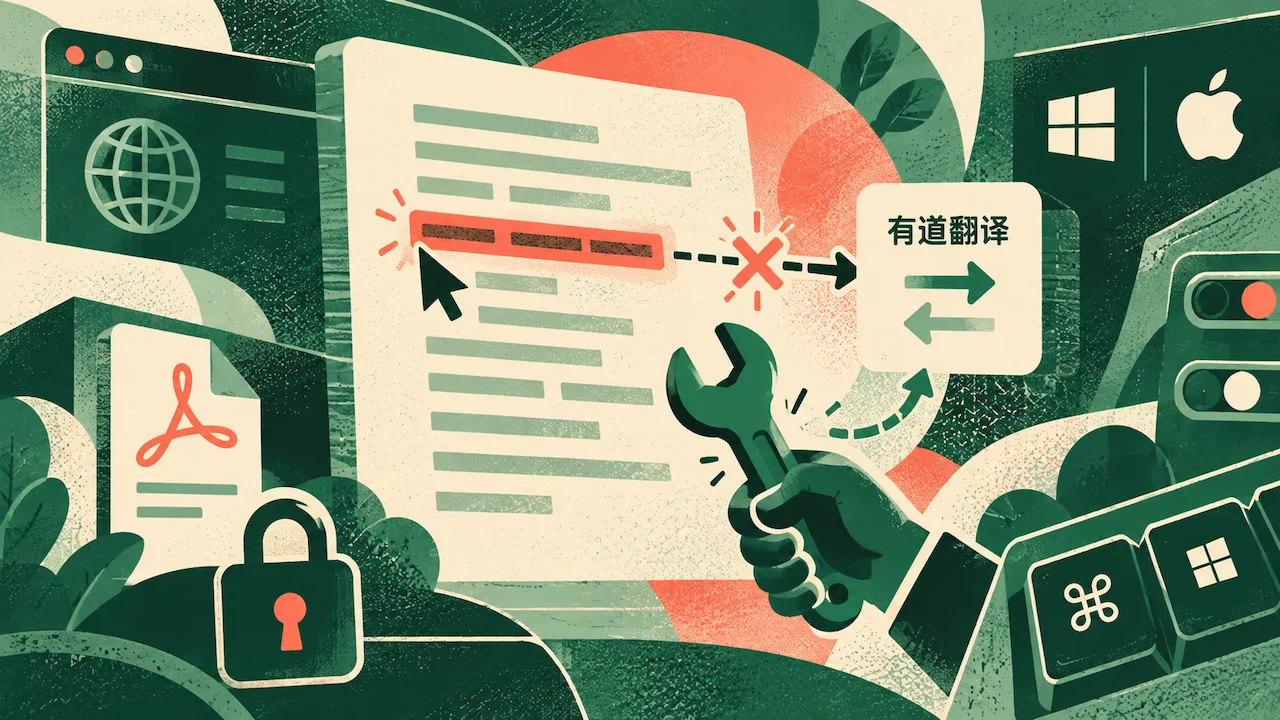 有道翻译划词翻译功能失效了该怎么解决?